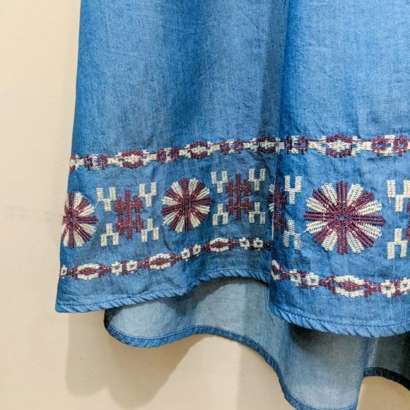 ALTAR'D STATE Chambray Embroidered Sun Dress Small - Picture 7 of 10
